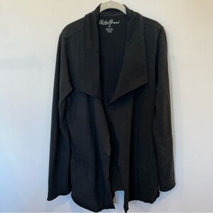 Lucky Brand Black Cardigan Sweater with Draped Collar